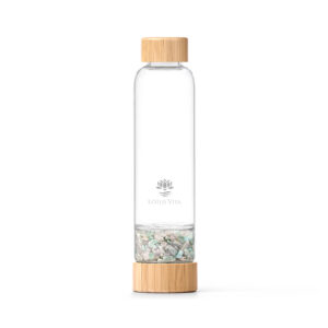 Kristallsteinflasche 450ml + 80ml | mit Füllkammer - Amazonit / Rosenquarz