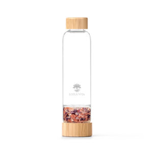 Produktbild: Glas-Kristallsteinflasche von Lotus Vita mit Watermelon Quartz Amethyst
